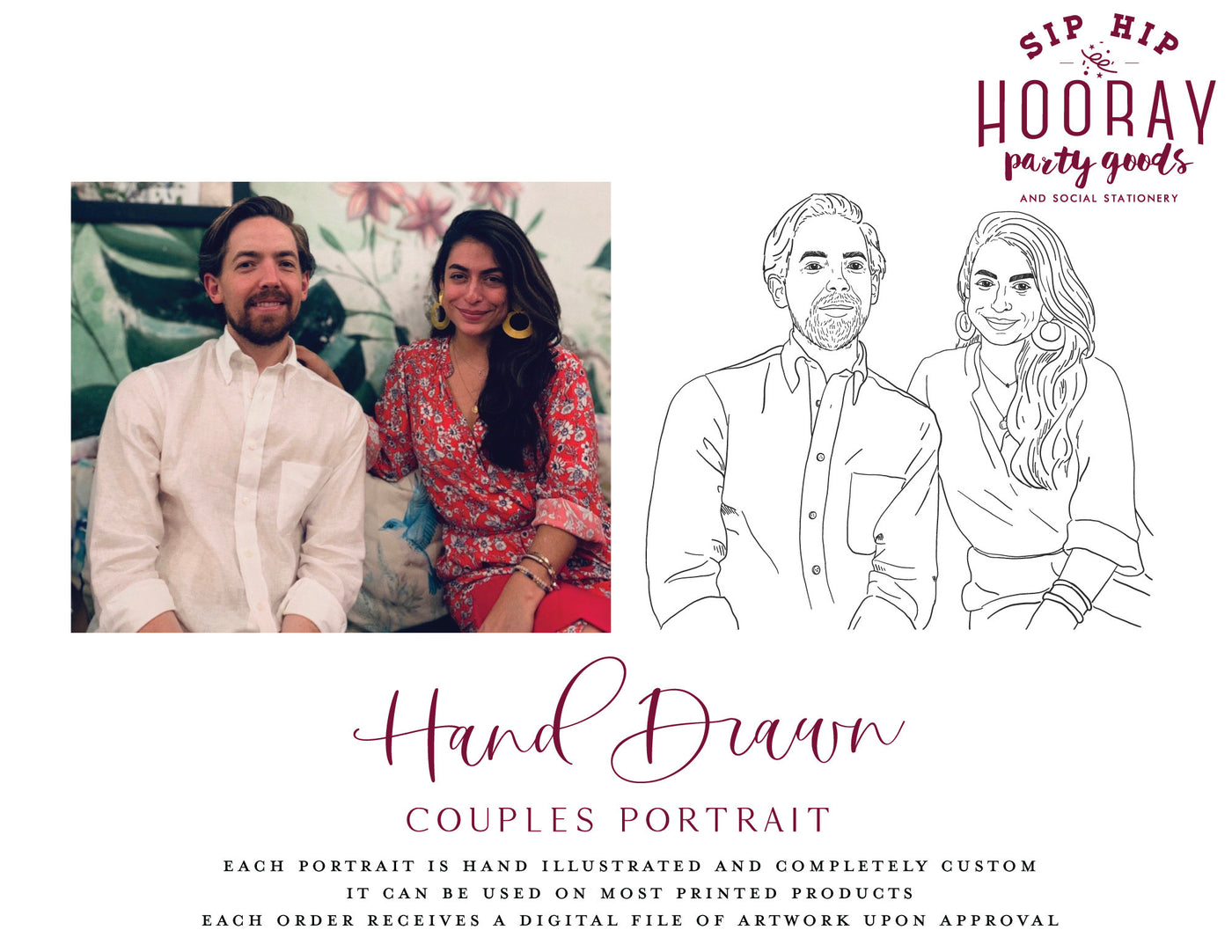 Hand-Drawn Couples Portrait