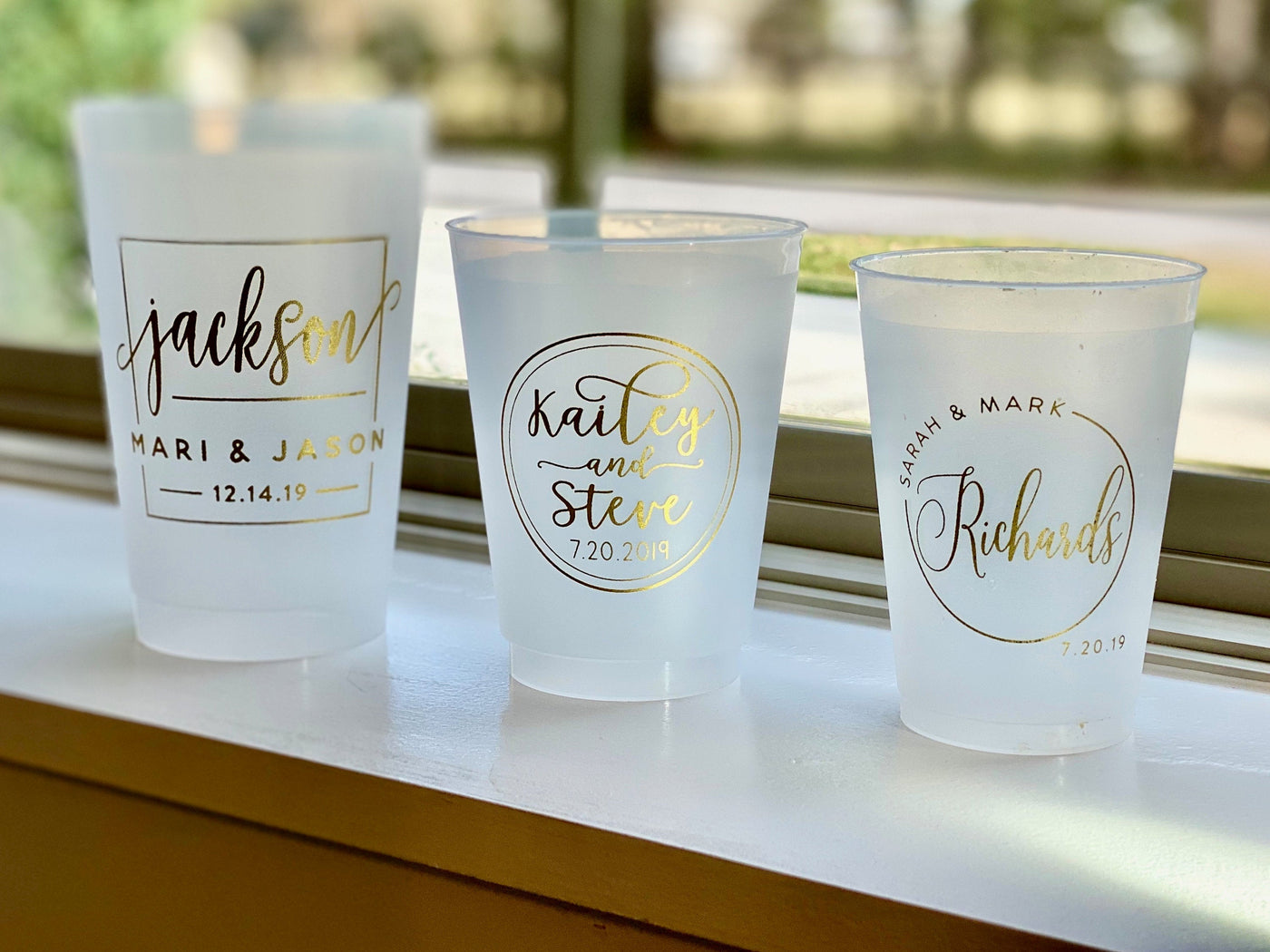 Modern Personalized Wedding 16oz Frosted Cups