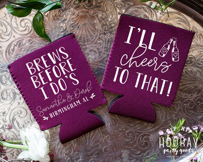 Brews Before I Do's Wedding Rehearsal Neoprene Can Coolers, #2114