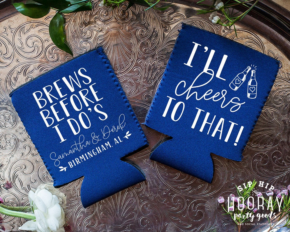 Brews Before I Do's Wedding Rehearsal Neoprene Can Coolers, #2114