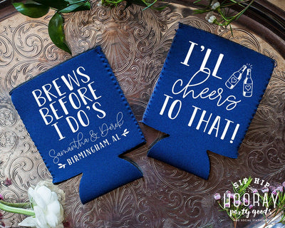 Brews Before I Do's Wedding Rehearsal Neoprene Can Coolers, #2114