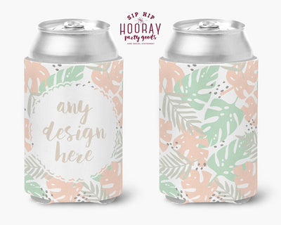 Custom Pastel Monstera Can Coolers