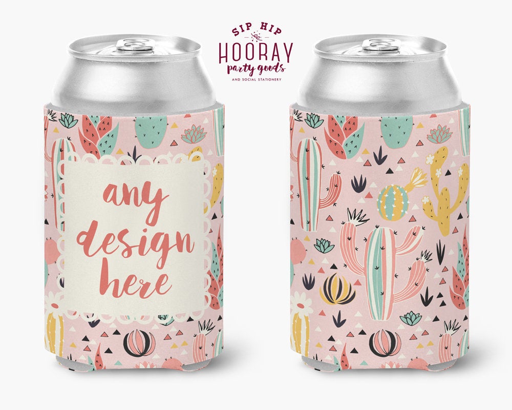 Cactus Pattern Full Color Can Cooler Design