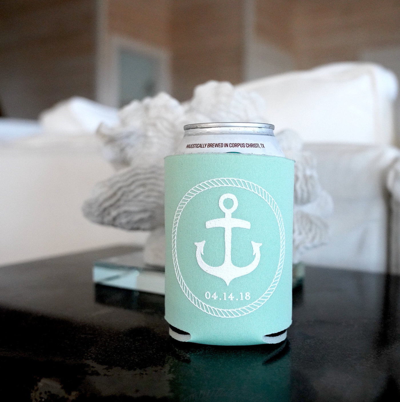 Simple Nautical Rope Wedding Can Cooler