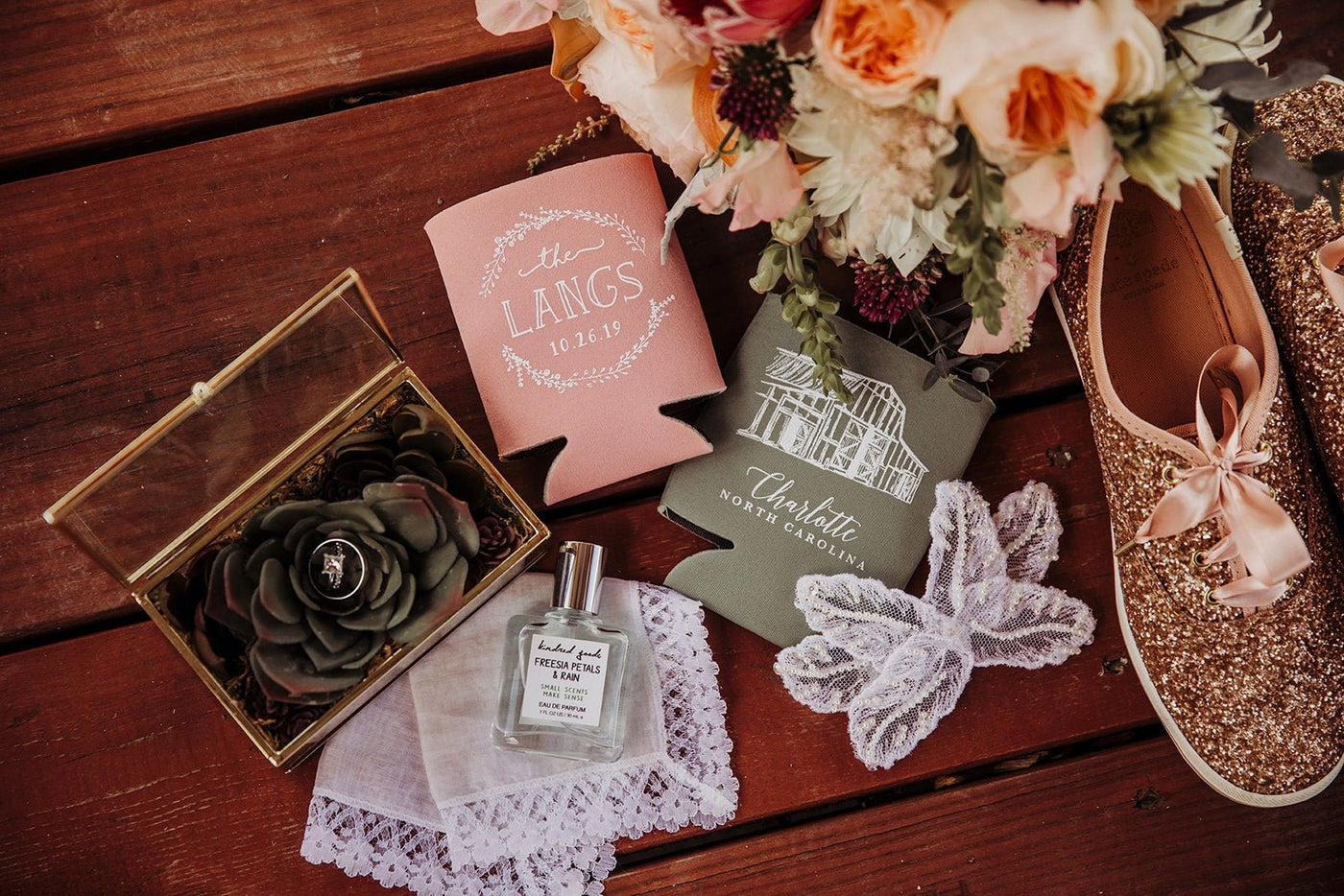 Hand-Drawn Wedding Venue Illustration Can Coolers