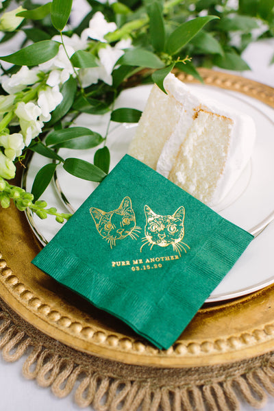 Cheers! Dog Drawing Pet Portrait Wedding Beverage Napkins
