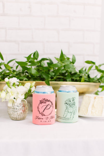 Custom Dog Drawing Can Coolers