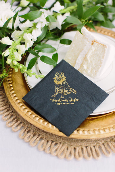 Cheers! Dog Drawing Pet Portrait Wedding Beverage Napkins
