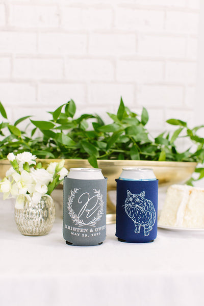 Custom Neoprene Cat Lover Wedding Can Cooler