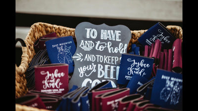 Cat Drawing Wedding Can Coolers