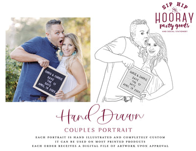 Hand-Drawn Couples Portrait