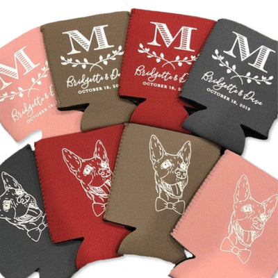 Neoprene Hand-Drawn Pet Sketch Can Coolers