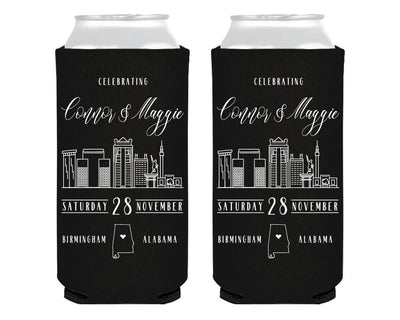 Birmingham City Skyline Foam Slim Can Coolers Design #0143