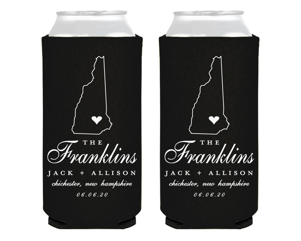 Custom Destination Wedding Foam Slim Can Coolers #0139