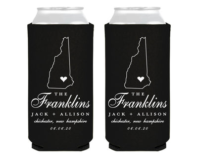 Custom Destination Wedding Foam Slim Can Coolers #0139