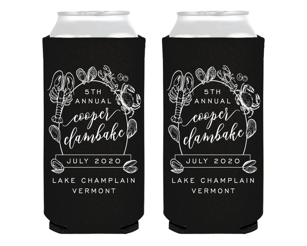 Annual Clam Bake Foam Slim Can Cooler #0135