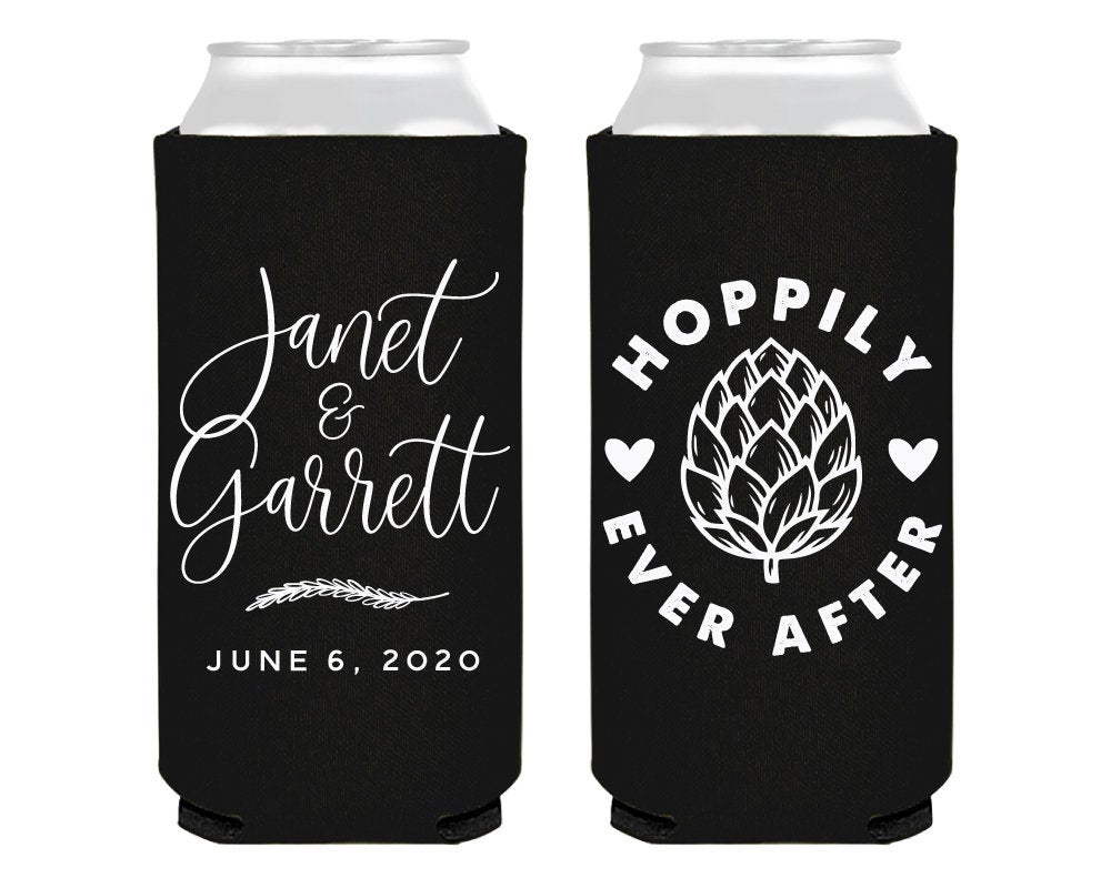 Hoppily Ever After Craft Brewery Foam Slim Can Coolers #0128