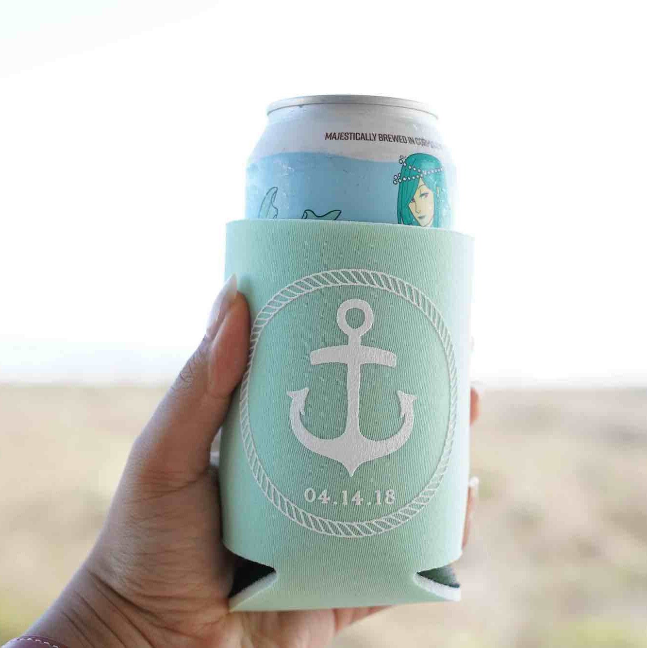 Simple Nautical Rope Wedding Can Cooler