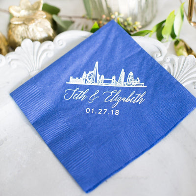 Custom Skyline Wedding Napkins #1827