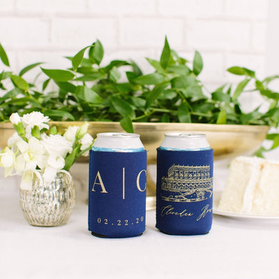 Wedding Venue Drawing Can Coolers
