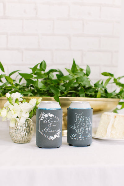 Custom Neoprene Cat Lover Wedding Can Cooler