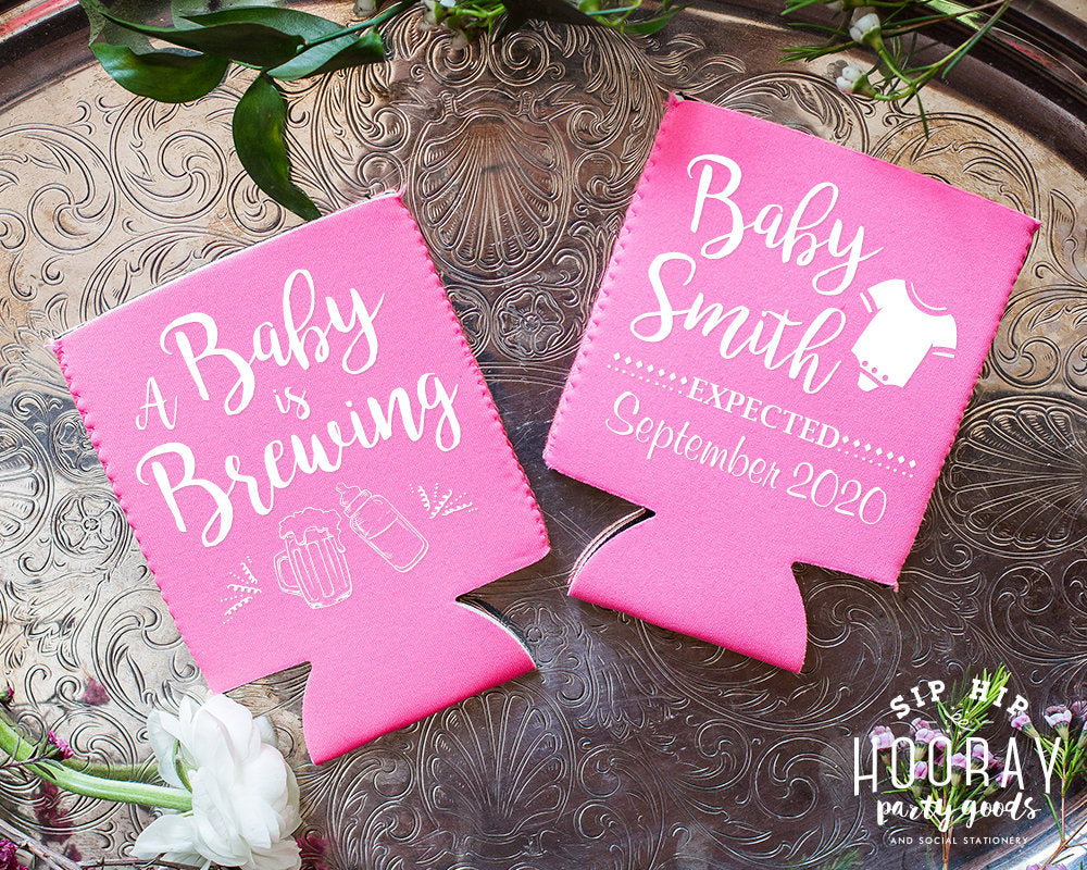 A Baby is Brewing Baby Shower Neoprene Can Cooler Design
