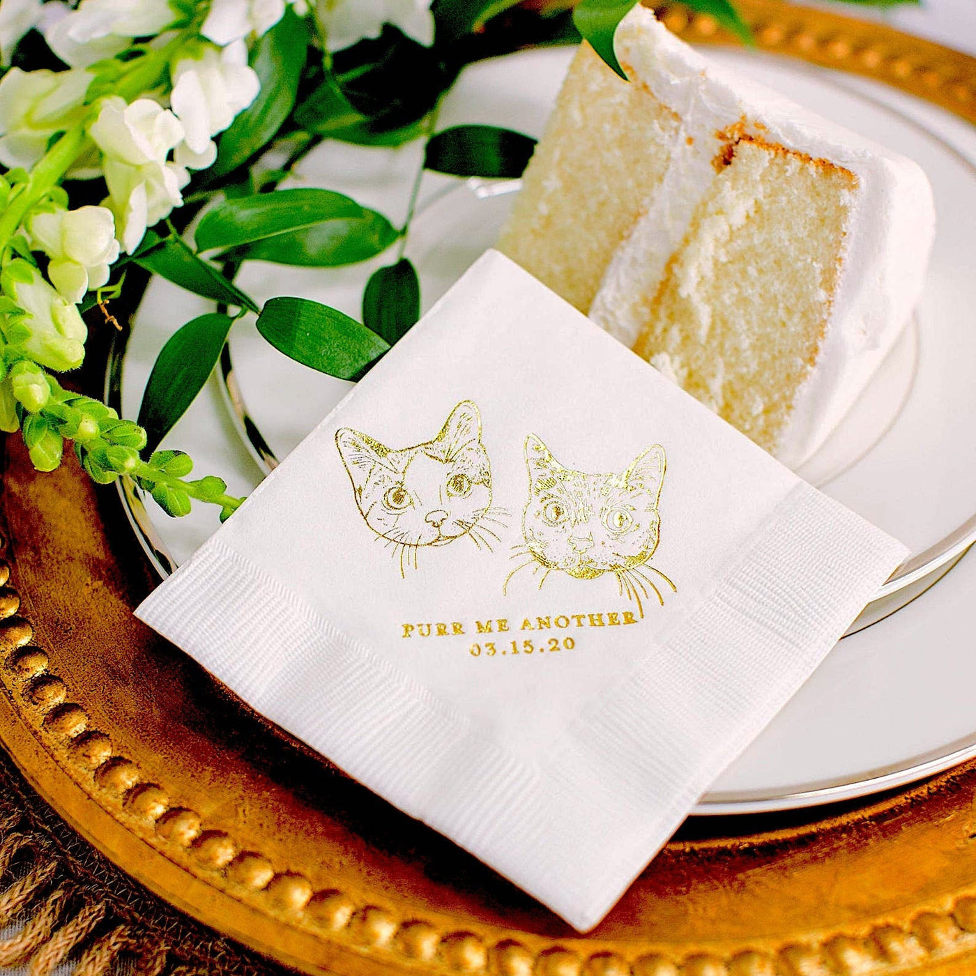 Custom Cat Portrait Cocktail Napkins