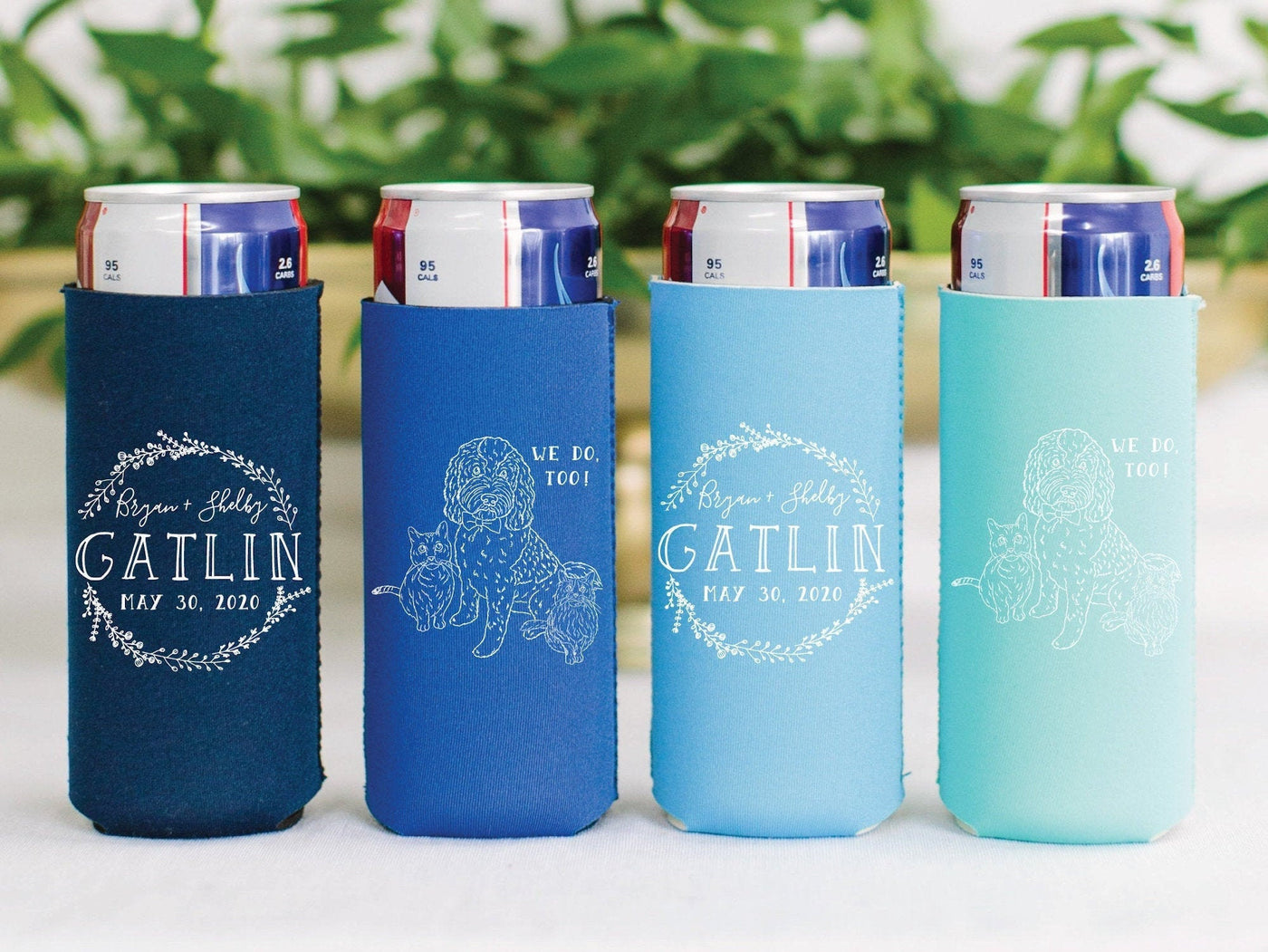 Custom Pet Drawing Neoprene Slim Can Coolers