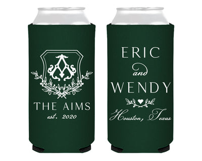 Custom Monogrammed Foam Slim Can Coolers #2127
