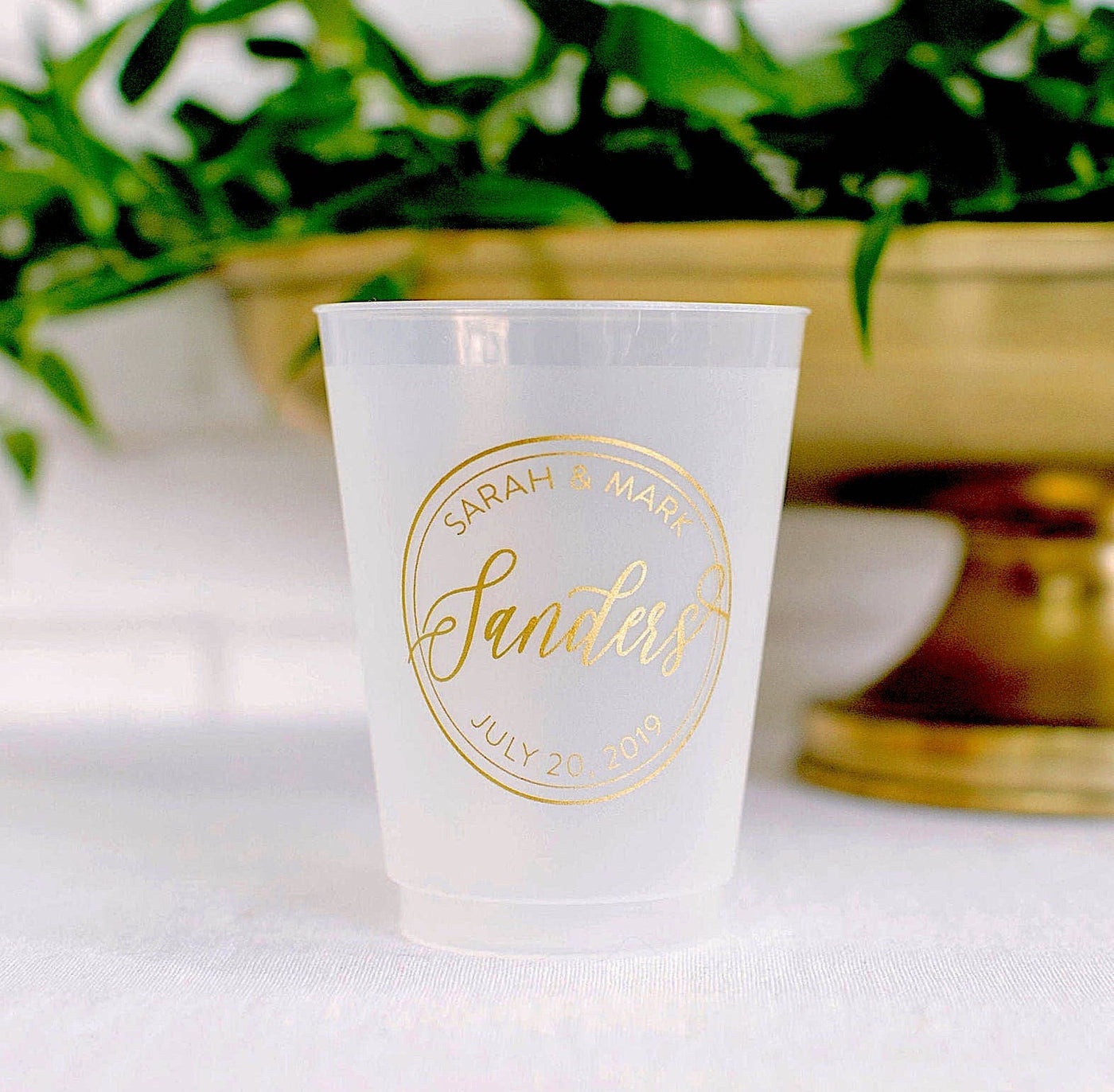 Minimal Circle Cursive Last Name Frosted Cup