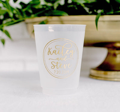 Modern Personalized Wedding 16oz Frosted Cups