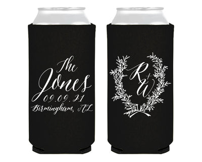 Personalized Wedding Foam Slim Can Cooler Design #0118
