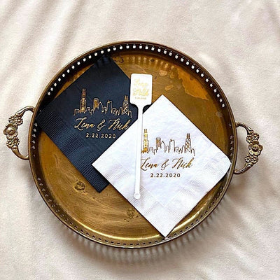 Custom Skyline Wedding Napkins #1827