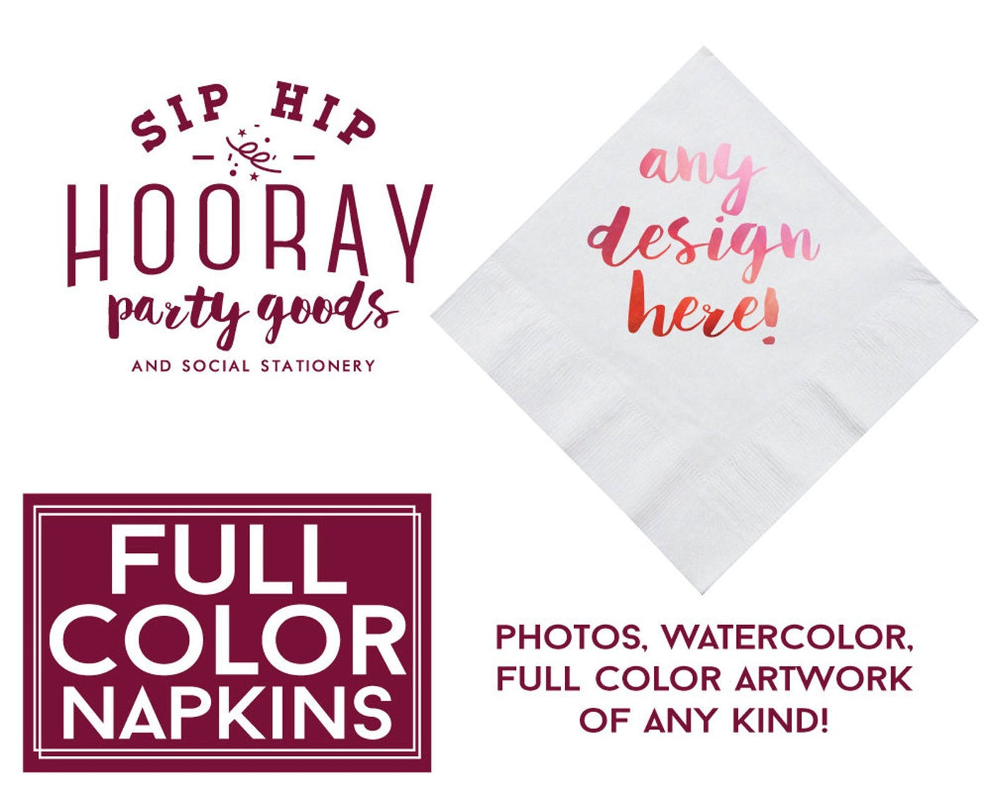 Full Color Wedding Crest Cocktail Napkins
