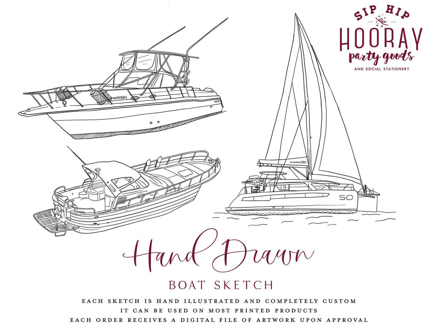 Custom Boat Drawing Frosted Cups