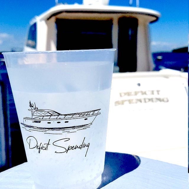 Custom Boat Drawing Frosted Cups 16oz