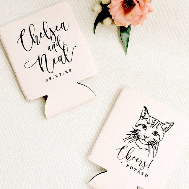 Neoprene Hand-Drawn Pet Sketch Can Coolers