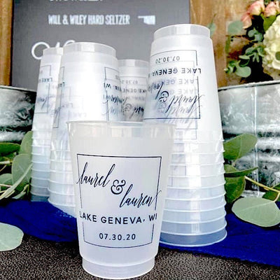 Last Name Wedding Frosted Cups