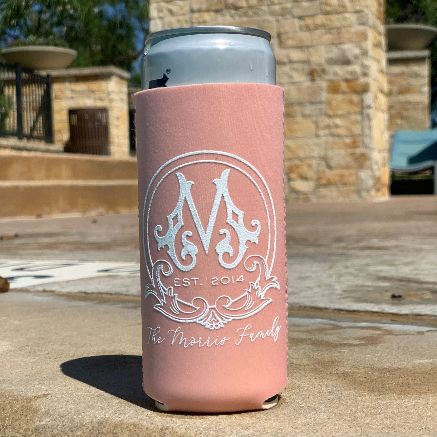 Simple Circle Initials Neoprene Slim Can Coolers