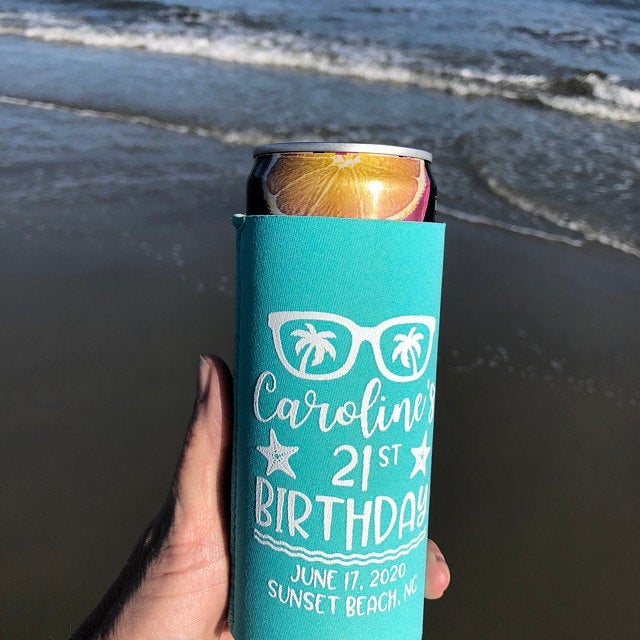 Simple Circle Initials Neoprene Slim Can Coolers