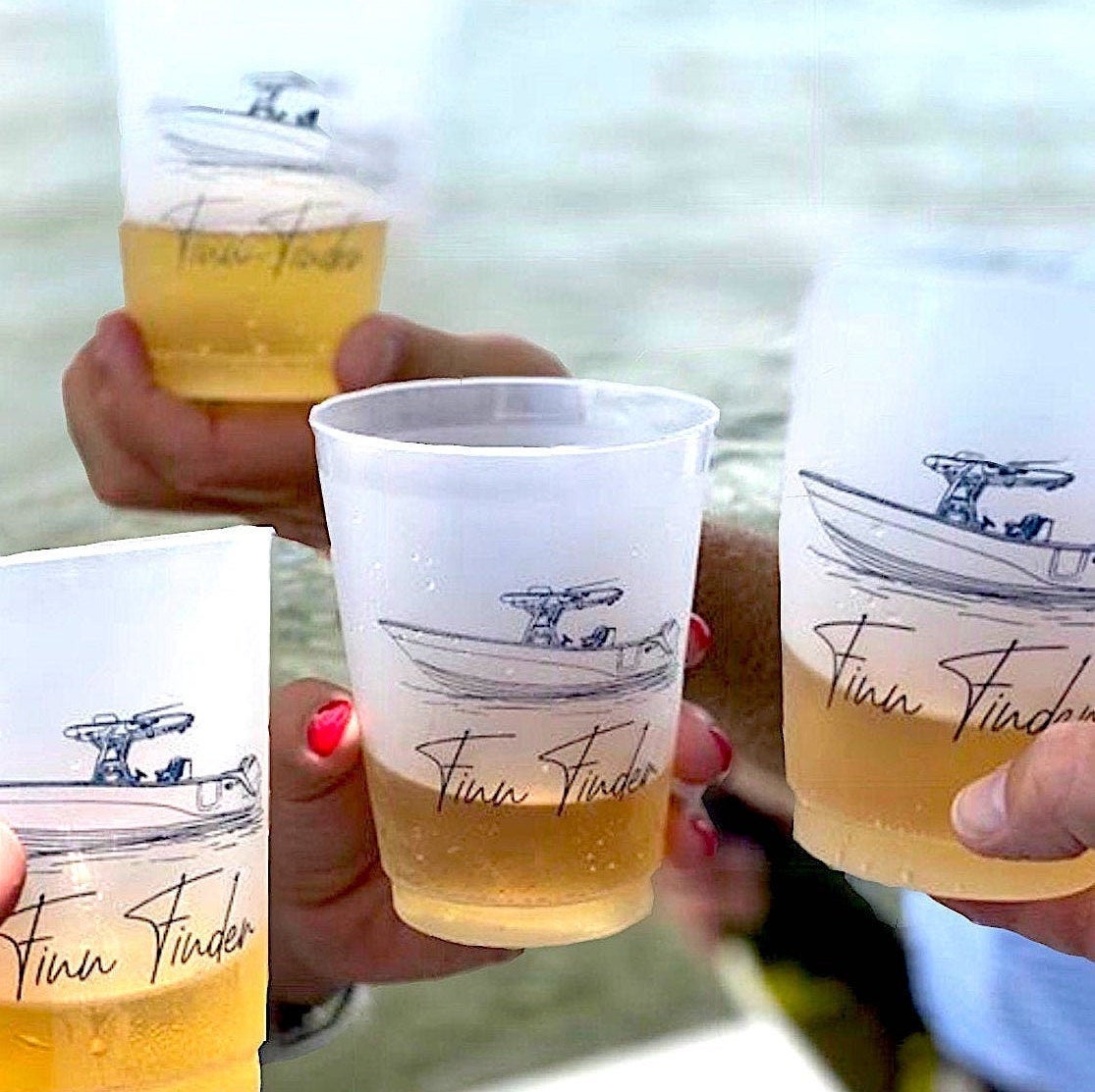 Custom Boat Drawing Frosted Cups 16oz