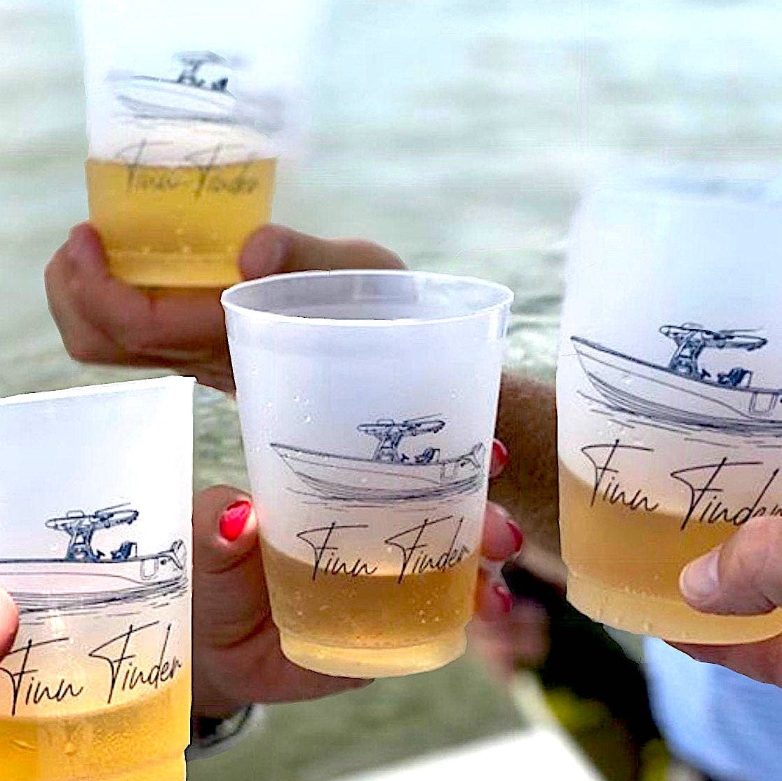 Custom Boat Drawing Frosted Cups