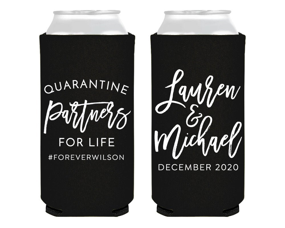 Quarantine Partners for Life Neoprene Slim Can Cooler