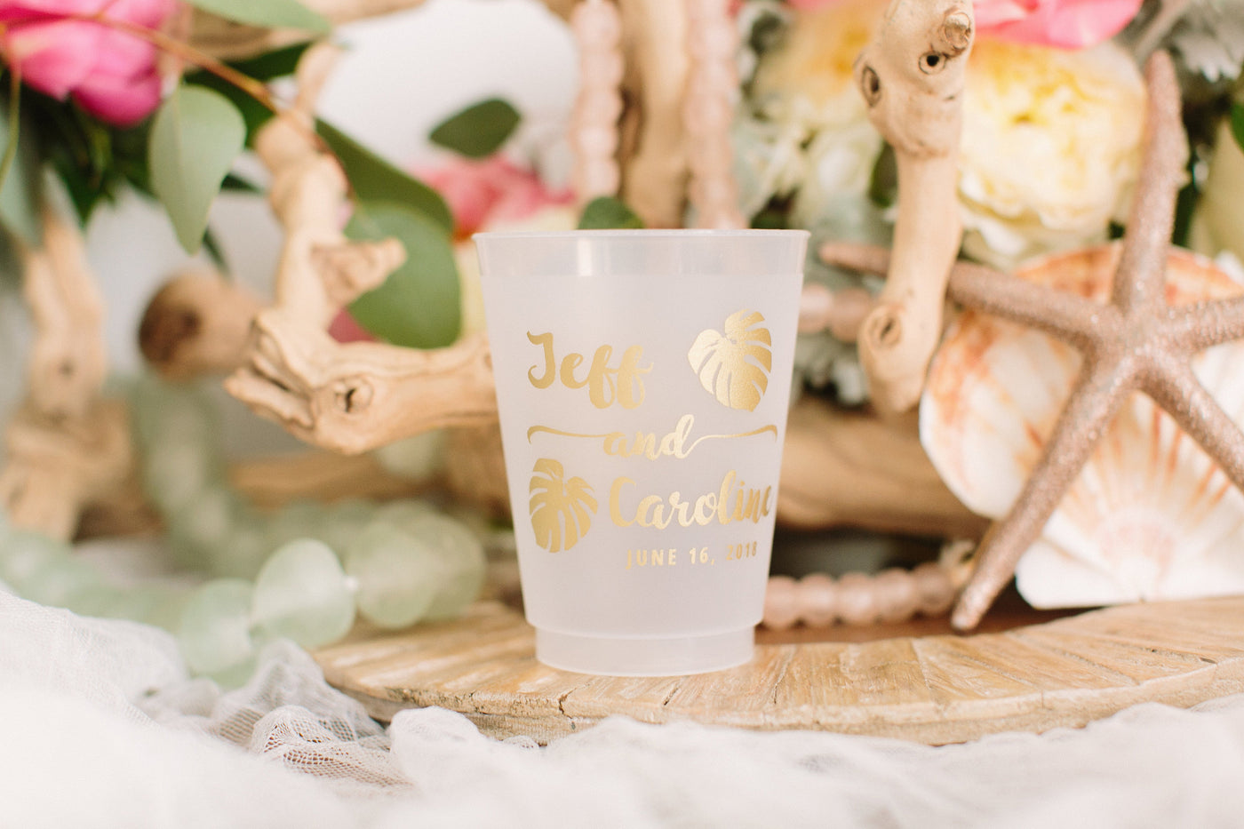 Monogrammed Floral Frosted Cup #1055