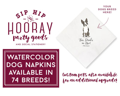 Watercolor Dog Full Color Beverage Napkins