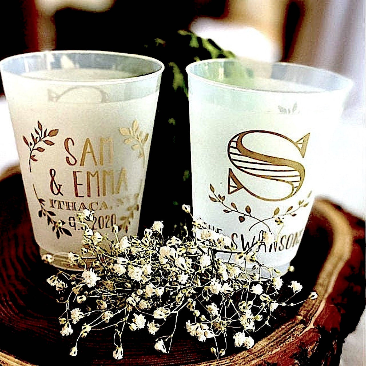 Monogrammed Floral Frosted Cup #1055