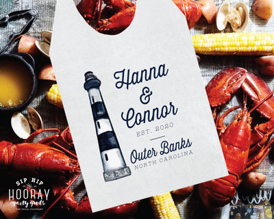 OBX Watercolor Bodie Island Lighthouse Party Bibs