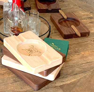 6"x10" Engraved Wood Cigar Ashtray