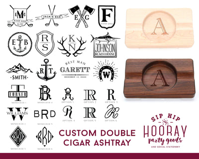 Engraved Double Cigar Ashtray