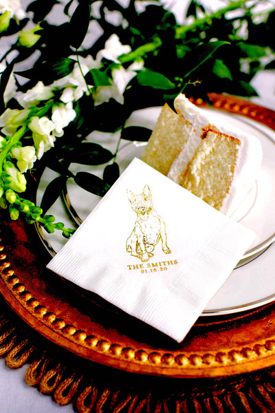 Pet Portrait Wedding Beverage Napkins